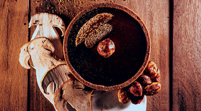 Tarte au chocolat, cèpes de Gérard CABIRON