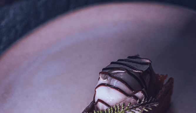 Millefeuille de butternut et Cèpes, cacao amer By Guillaume LECLERE – Restaurant Leclere Millefeuille de butternut et Cèpes