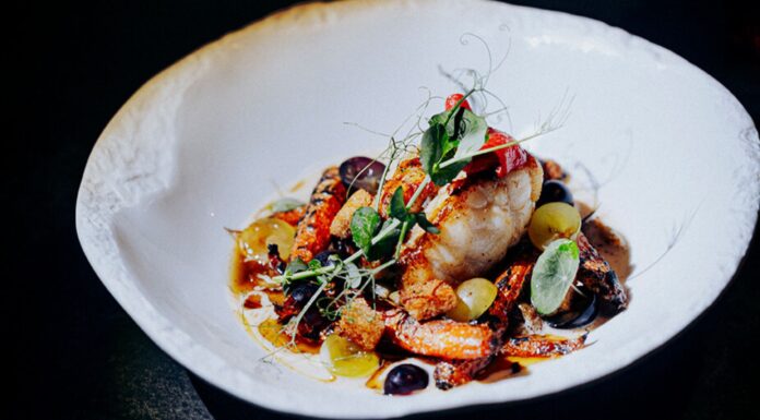 Tronçon de lotte, sauce aux raisins frais, fenouil grillé, jeunes carottes par Paul COURTAUX